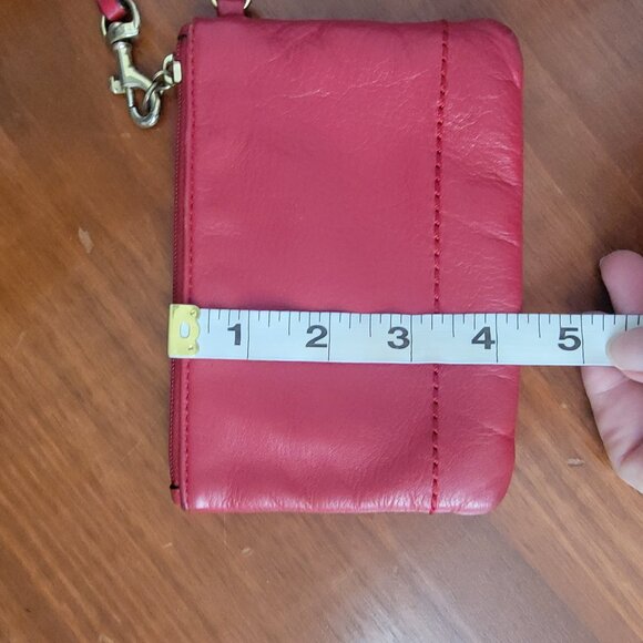 COACH Red Leather Zippered Wristlet Coin Purse 6” x 4” - Picture 6 of 12